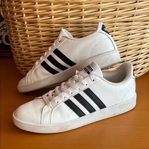 Adidas Classic White Sneakers with Black Stripes